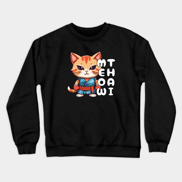 Meow-Thai Muay Thai Cat Crewneck Sweatshirt by ElCrocodel